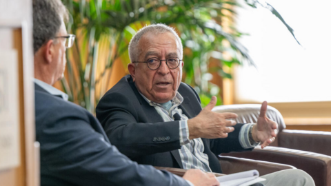 Salam Fayyad, former prime minister of the Palestinian Authority, at an event hosted by the Center on Democracy, Development and the Rule of Law.